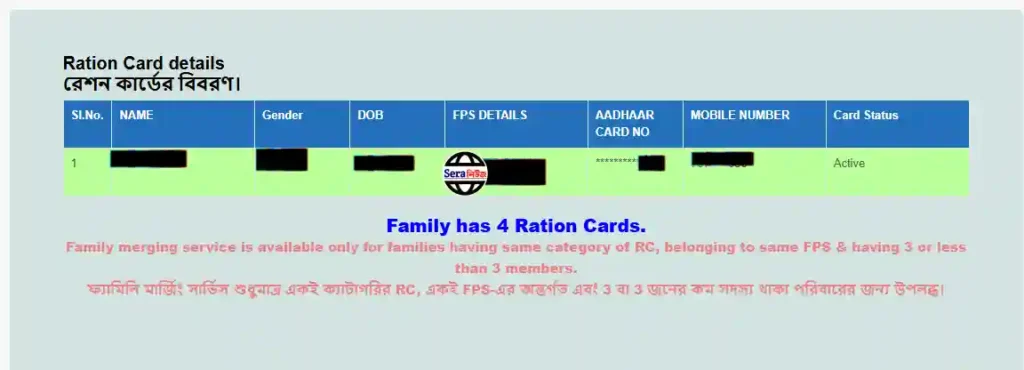 Ration Card Merge Family